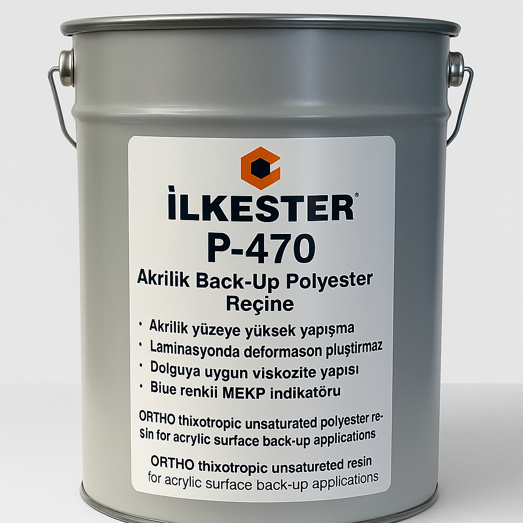 İLKES­TER P-470 Akrilik Back-Up Polyester | Tiksotropik – Hızlandırıcılı – 225 kg
